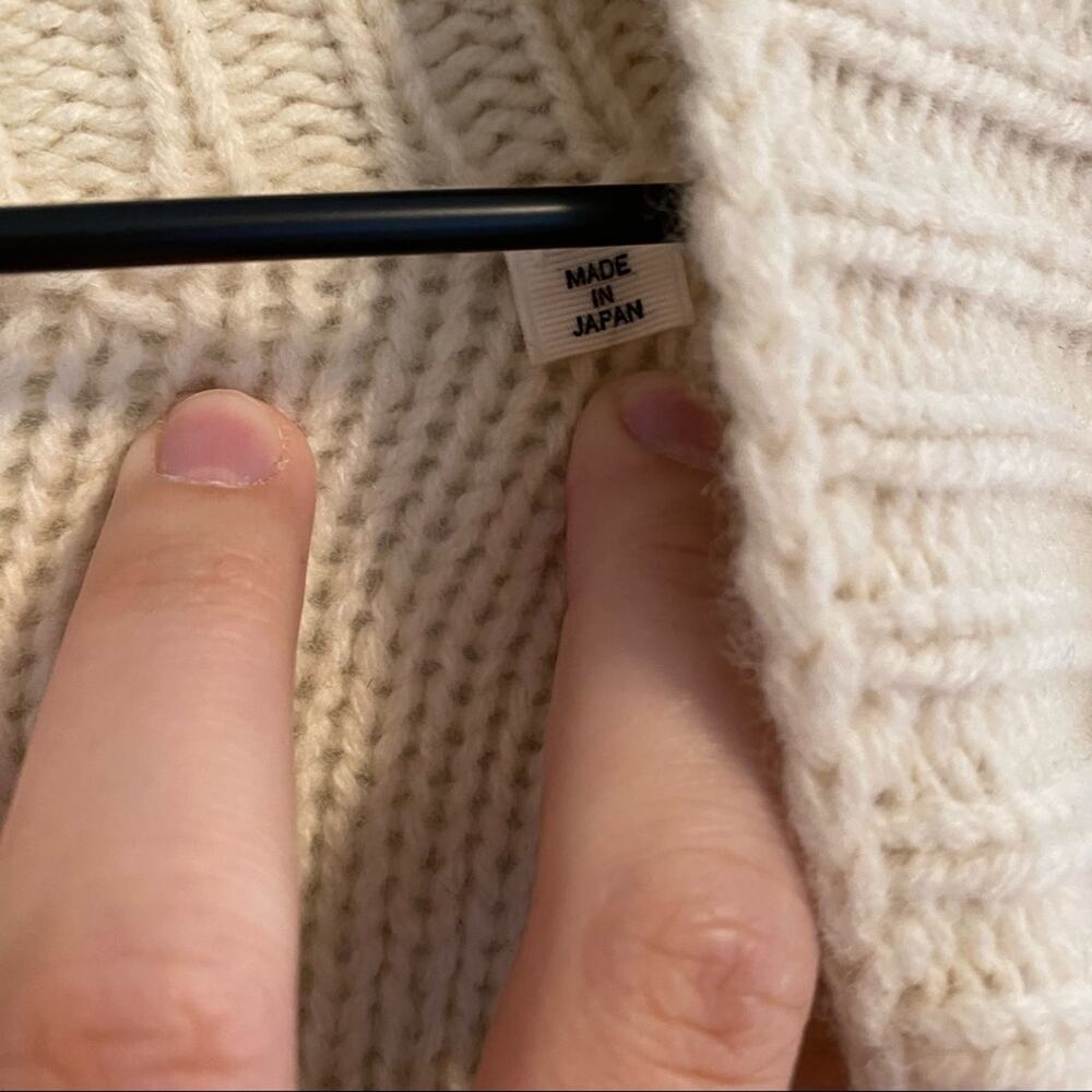 TOMORROWLAND Cream Blue Red Striped Wool V Neck Sweater Small - Picture 12 of 16